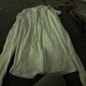 White zip-up hoodie #hoodie